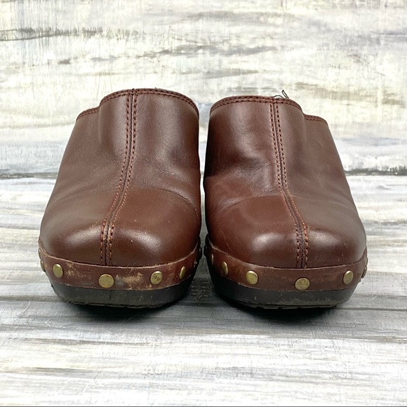 Brown Leather Clogs Cherokee “Blanche” Y2K Chunky Studded Slip-On Mules 6M - Picture 4 of 15